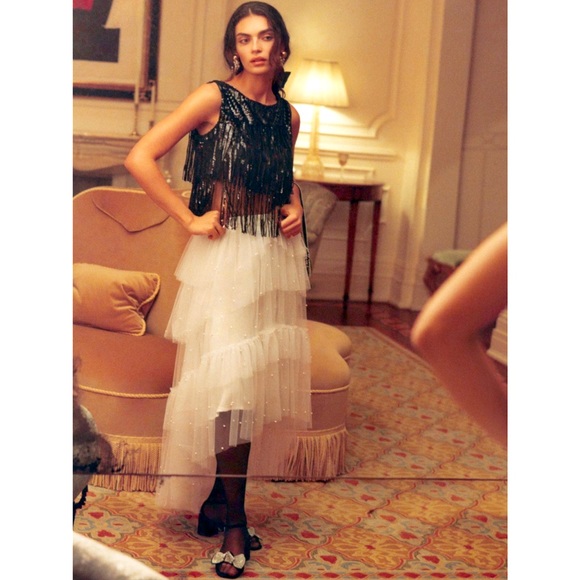 Anthropologie Dresses & Skirts - Anthropologie - Maeve Tulle & Pearl-Embellished Sheer Skirt - Medium - NWOT